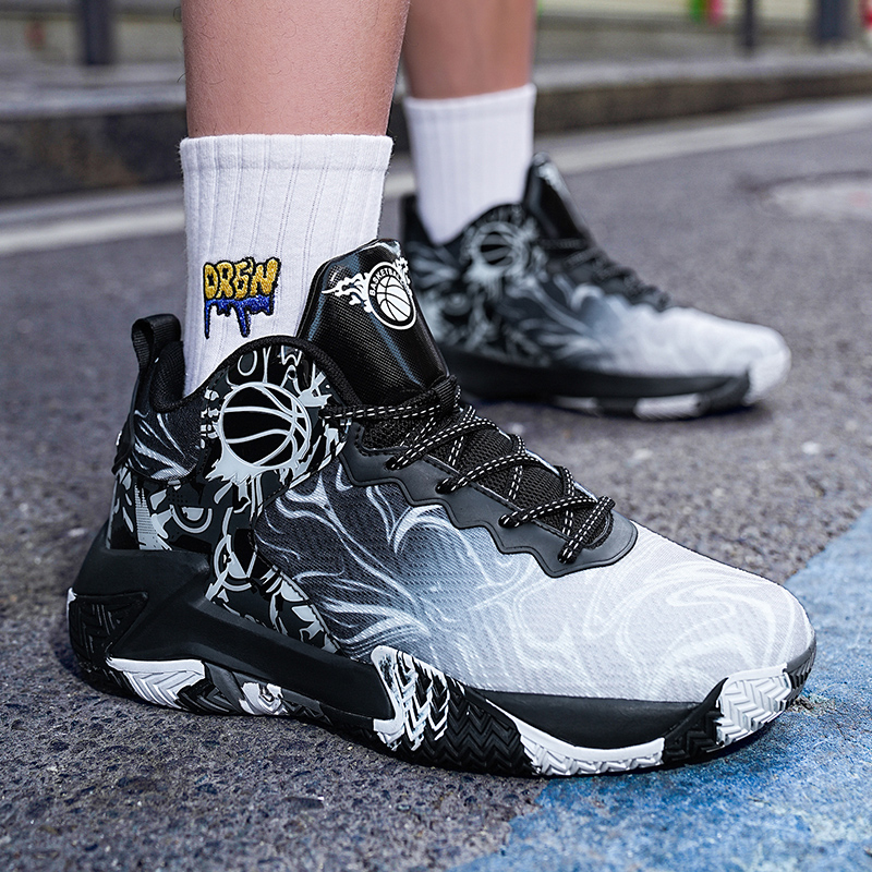 BIANSULONG Fabric Cushioning Slip Resistant Abrasion Resistant High top Basketball Shoes Men’s