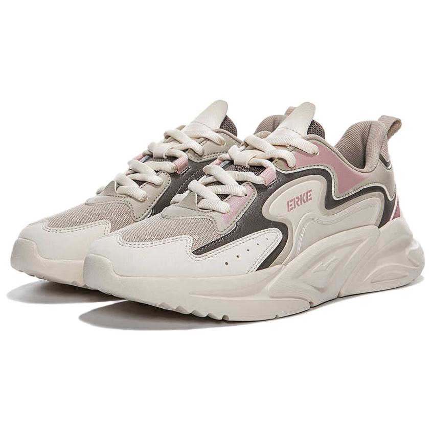 Erke Cushioning Lightweight Cushioning Lightweight Low top Casual Running Shoes Women’s Beige Pink Brown