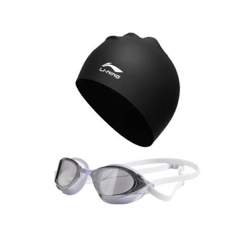 Li Ning Electroplated Swim Goggles With Swim Hats & Caps Set Unisex Multiple Colors
