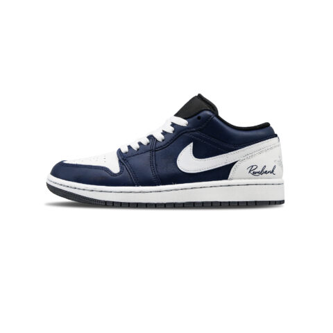 Jordan Air Jordan 1 Abrasion Resistant Low top Vintage Basketball Shoes Unisex White Blue
