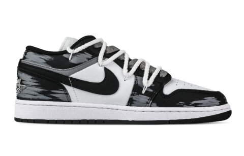 Jordan Air Jordan 1 Rose Branch Support Low top Vintage Basketball Shoes Unisex Black White Gray