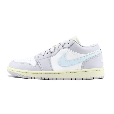 Jordan Air Jordan 1 Slip Resistant Abrasion Resistant Low top Vintage Basketball Shoes Unisex White Gray Blue