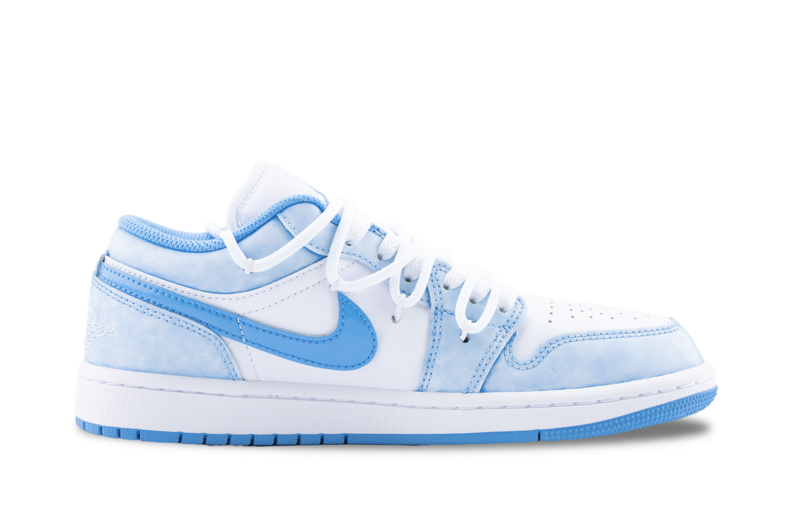 Jordan Air Jordan 1 Aurora Prism Abrasion Resistant Low top Vintage Basketball Shoes Unisex White Blue