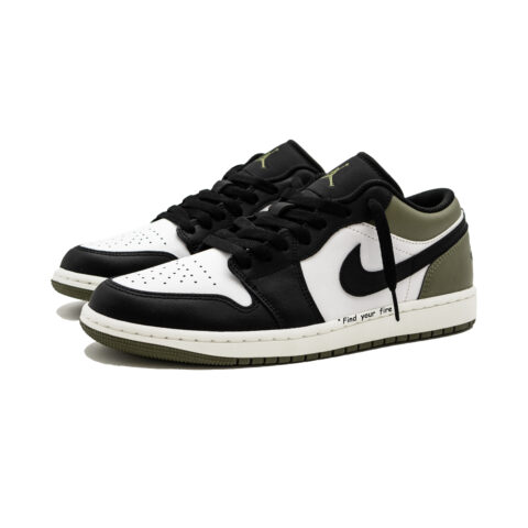 Jordan Air Jordan 1 Abrasion Resistant Low top Vintage Basketball Shoes Unisex Black White Green