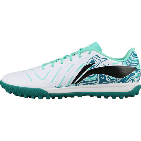 Li Ning Brocade TF Turf Artificial Turf Cushioning Slip Resistant Abrasion Resistant Soccer Shoes Men’s White Green