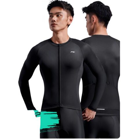 Li Ning Cycling Suits Men’s Black Crew Neck Thin