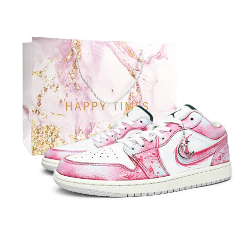 Jordan Air Jordan 1 Low top Vintage Basketball Shoes Unisex White Pink