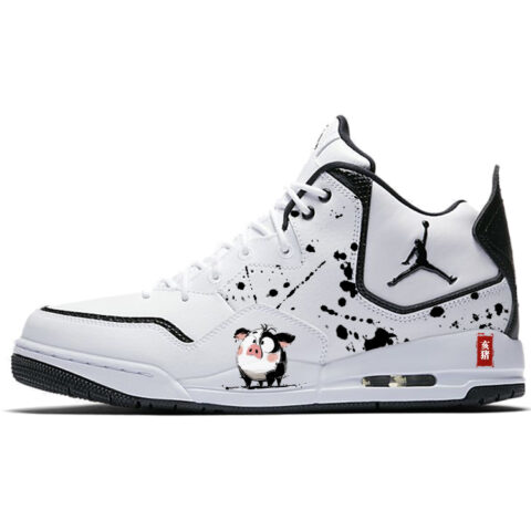 Jordan Courtside 23 Pig Slip Resistant Mid top Vintage Basketball Shoes Men’s White Black