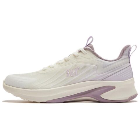361° Sharp Teeth Cushioning Breathable Lightweight Low top Casual Running Shoes Women's Beige Purple