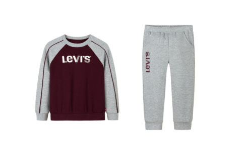 Levis Kids Clothing Comfortable Pullover Without Hood Sweatshirt Pants Casual Suit Heather Gray Teenagers