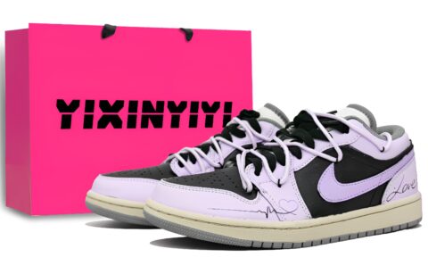 Jordan Air Jordan 1 Cushioning Low top Vintage Basketball Shoes Unisex Romantic Purple