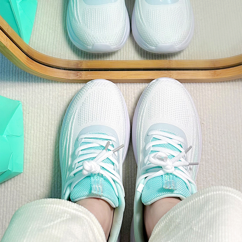 RUIKE Cushioning Breathable Height Increasing Low top Casual Running Shoes Women’s White Green