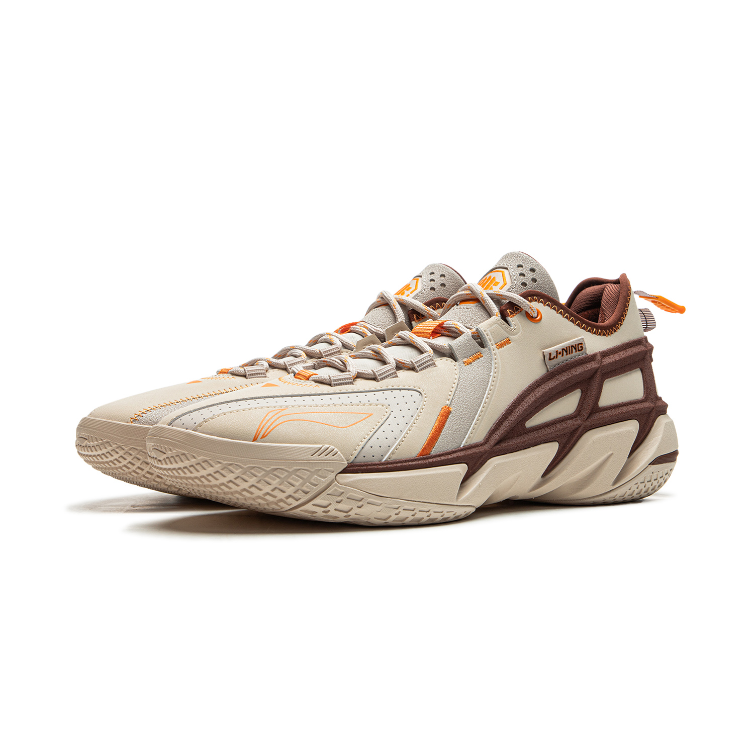 Li Ning BadFive 4.5 Cushioning Slip Resistant Abrasion Resistant Low top Basketball Shoes Men’s Beige Coffee