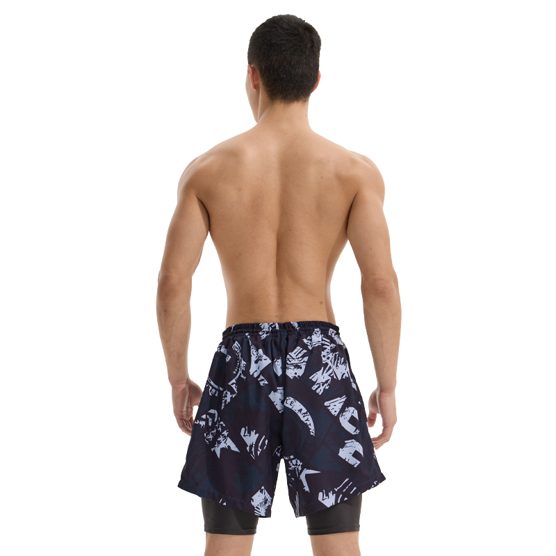 Li Ning Swimming Shorts Men’s Black Dual Purpose Pants Special Offer Moderate Mid Length Swim Shorts