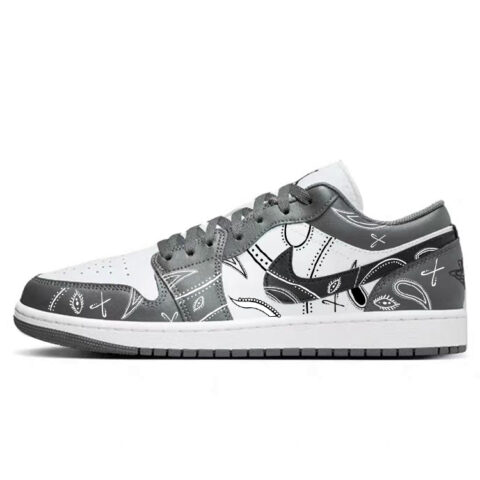 Jordan Air Jordan 1 Vintage Basketball Shoes Unisex Low Top White/Gray