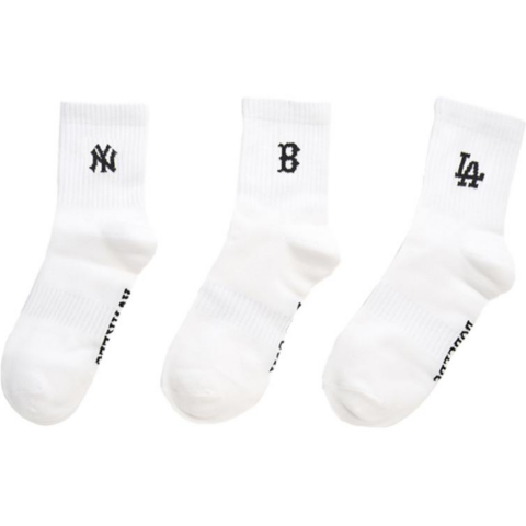 MLB BOSTON REDSOXNew York Yankees Los Angeles Dodgers Crew Socks Unisex 3 Pack Ecru