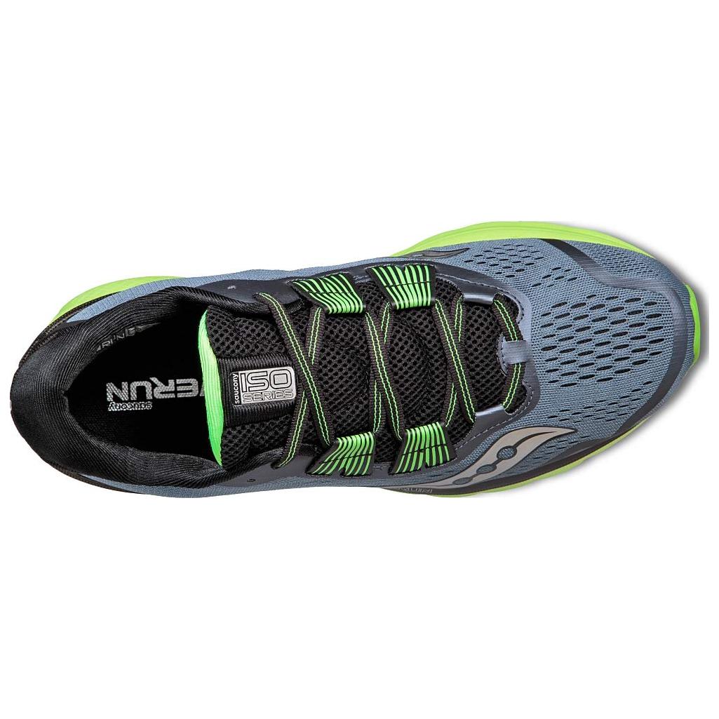 Saucony Zealot Iso 3 Cushioning Slip Resistant Low top Running Shoes Men’s Gray Black Green