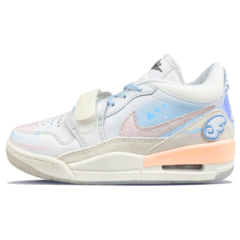 Jordan Legacy 312 Slip Resistant Abrasion Resistant Mid top Vintage Basketball Shoes Unisex White Blue Pink