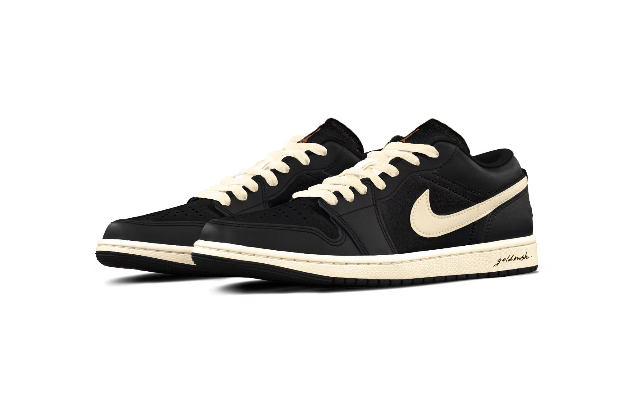 Jordan Air Jordan 1 Black Cute Labubu Abrasion Resistant Low top Vintage Basketball Shoes Unisex Black Beige