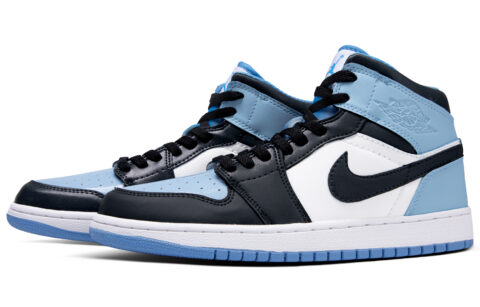 Jordan Air Jordan 1 All Star Leather Abrasion Resistant Mid top Vintage Basketball Shoes Unisex Blue Black White