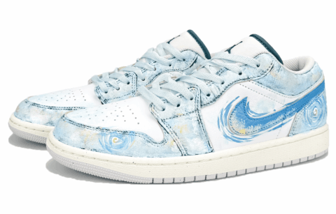 Jordan Air Jordan 1 Abrasion Resistant Low top Vintage Basketball Shoes Unisex Blue White