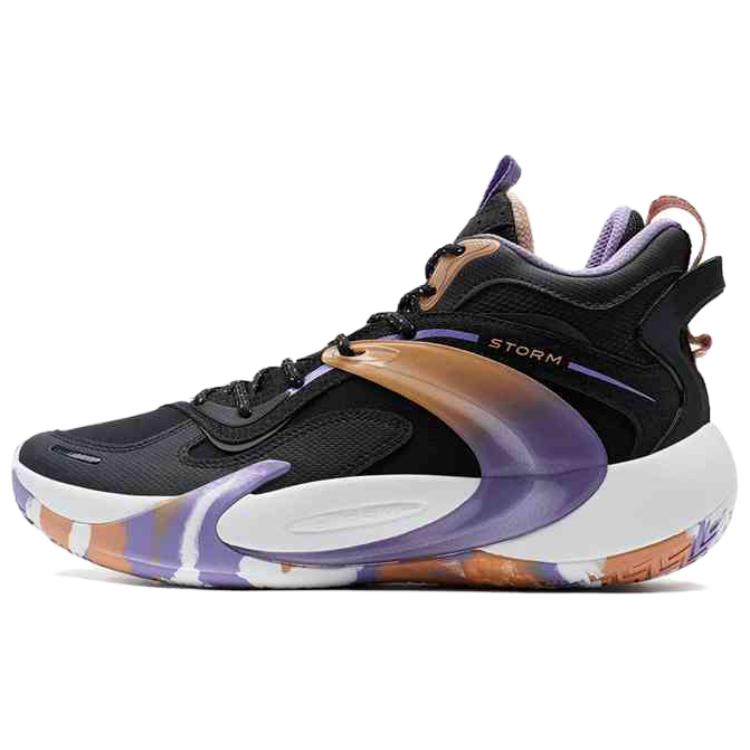 XTEP Cushioning Slip Resistant Abrasion Resistant High top Basketball Shoes Men’s Black Purple Pink