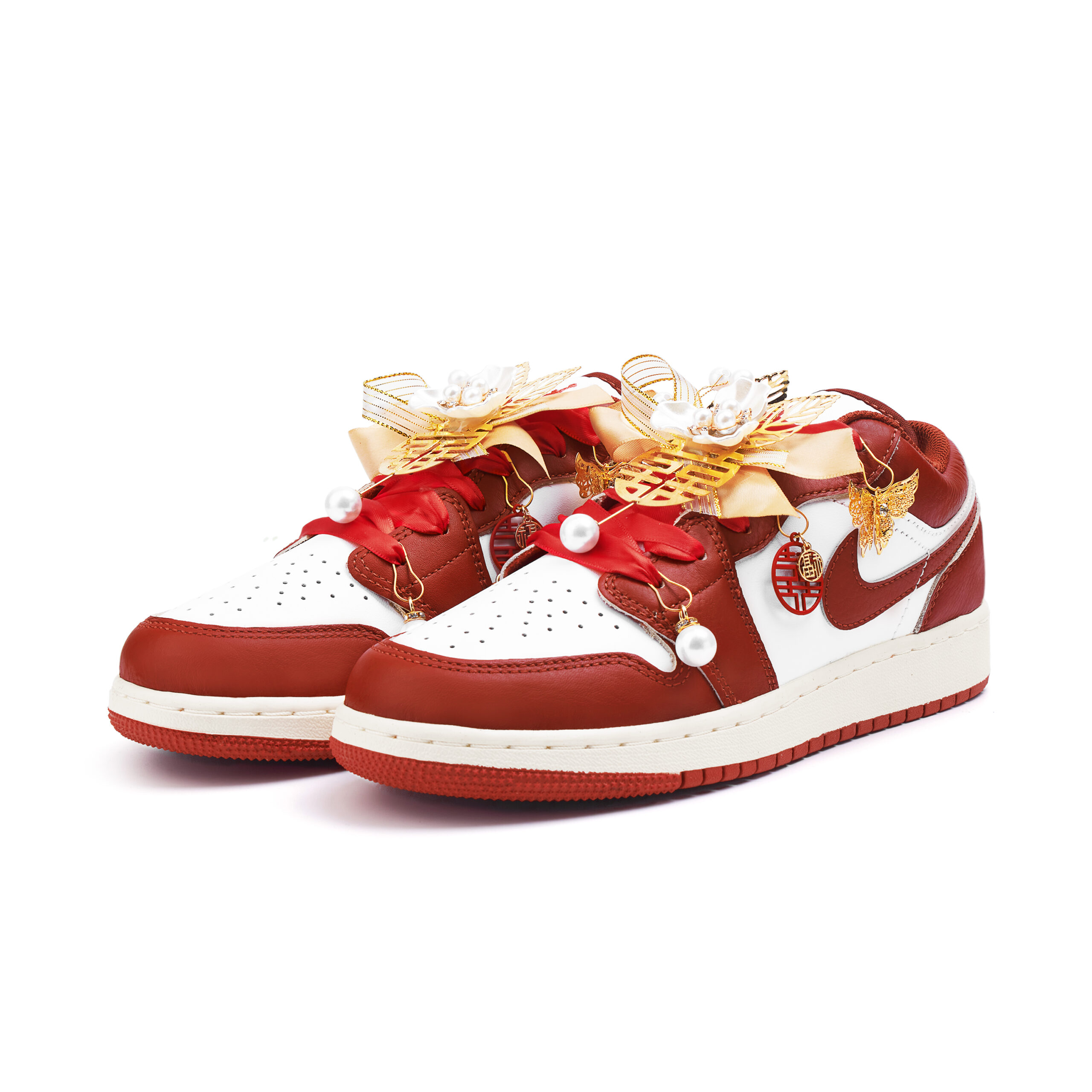 Jordan Air Jordan 1 Slip Resistant Abrasion Resistant Low top Vintage Basketball Shoes Women’s Red
