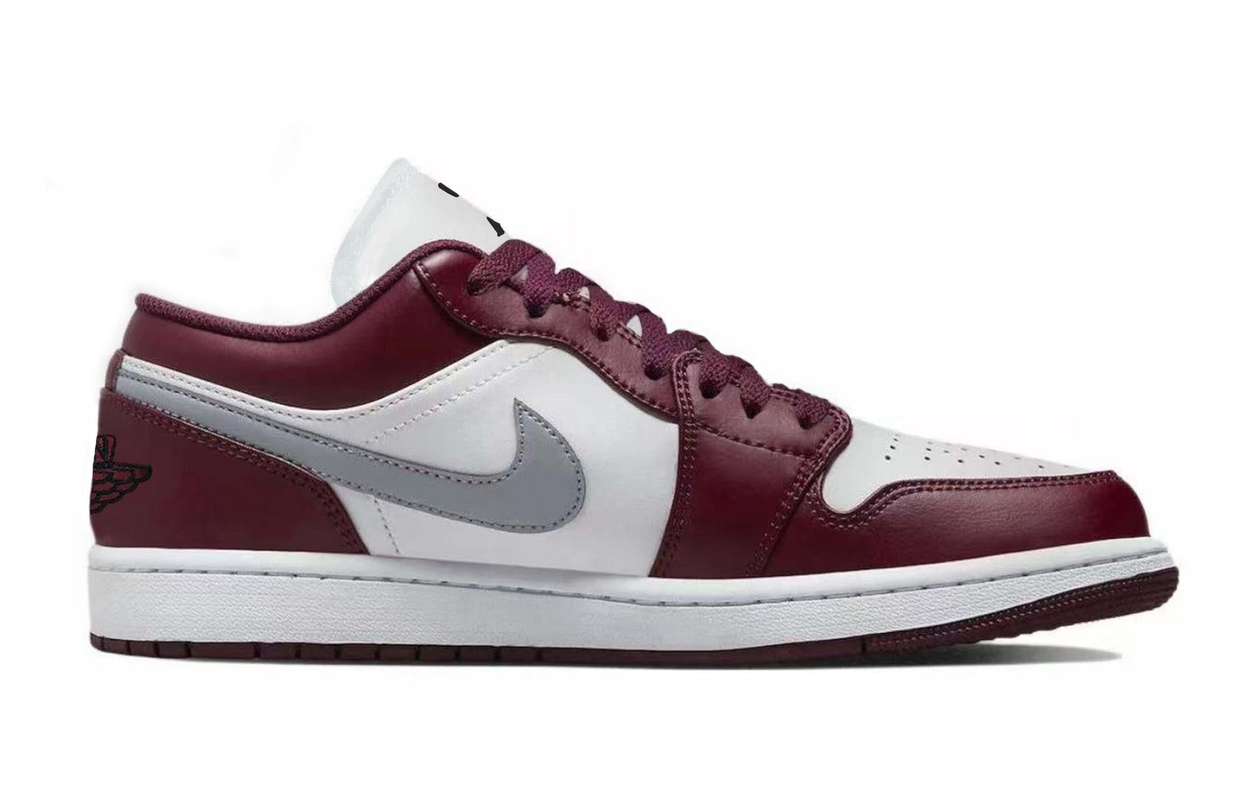 Jordan Air Jordan 1 Slip Resistant Abrasion Resistant Low top Vintage Basketball Shoes Unisex Burgundy