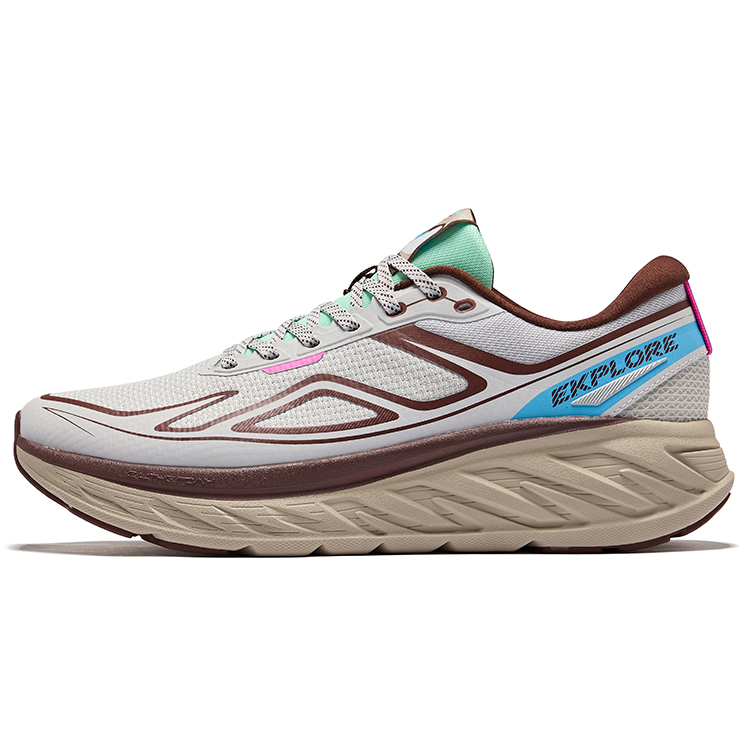 Erke Rebound Lightweight Low top Qidan Technology Running Shoes Men's Cloud Mist Gray Cyan Willow Color