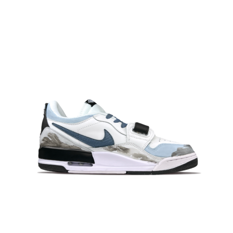 Jordan Legacy 312 Boom Plan Ling Mountain Anti-Slip Wear-Resistant Low-Top Vintage Basketball Shoes Men’s Light Blue