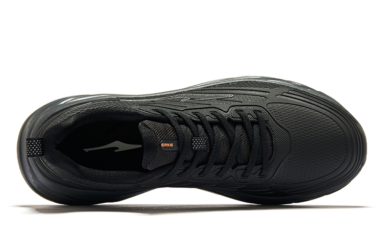 Erke Comfortable Slip Resistant Abrasion Resistant Low top Running Shoes Men’s Black Silver