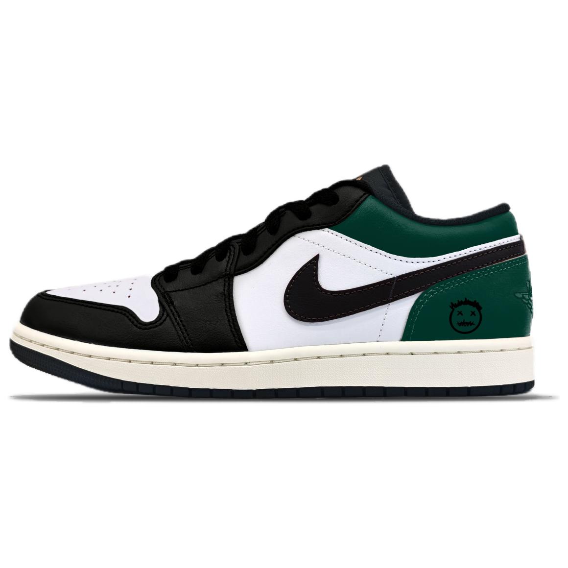 Jordan Air Jordan 1 Abrasion Resistant Low top Basketball Shoes Unisex Green Black
