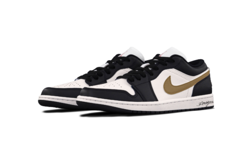 Jordan Air Jordan 1 Gold Hook Mocha Leather Cushioning, Wear Resistant Low top Vintage Basketball Shoes Unisex Black