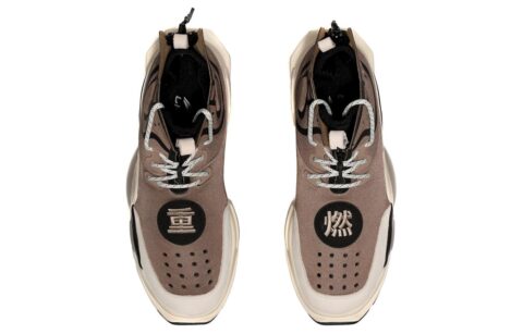 Li Ning Rekindled Cushioning Slip Resistant Abrasion Resistant High top Vintage Basketball Shoes Men’s Brown