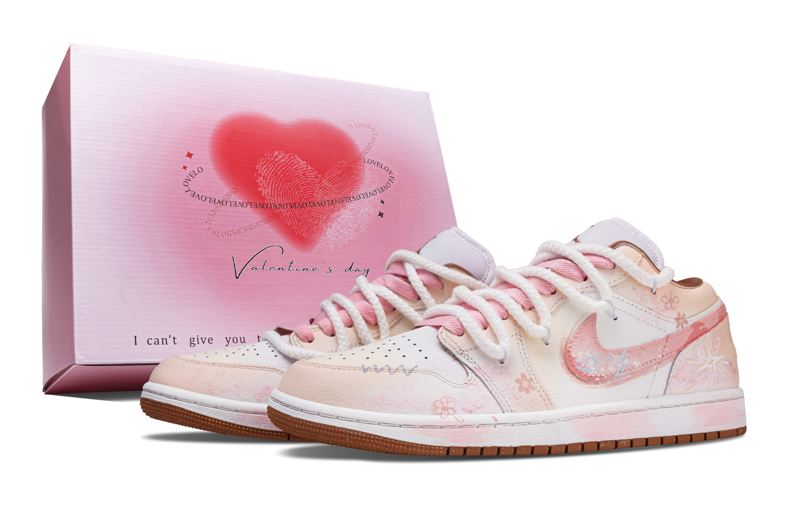 Jordan Air Jordan 1 Half Blooming Blossom Box Abrasion Resistant Low top Vintage Basketball Shoes Unisex Light Pink