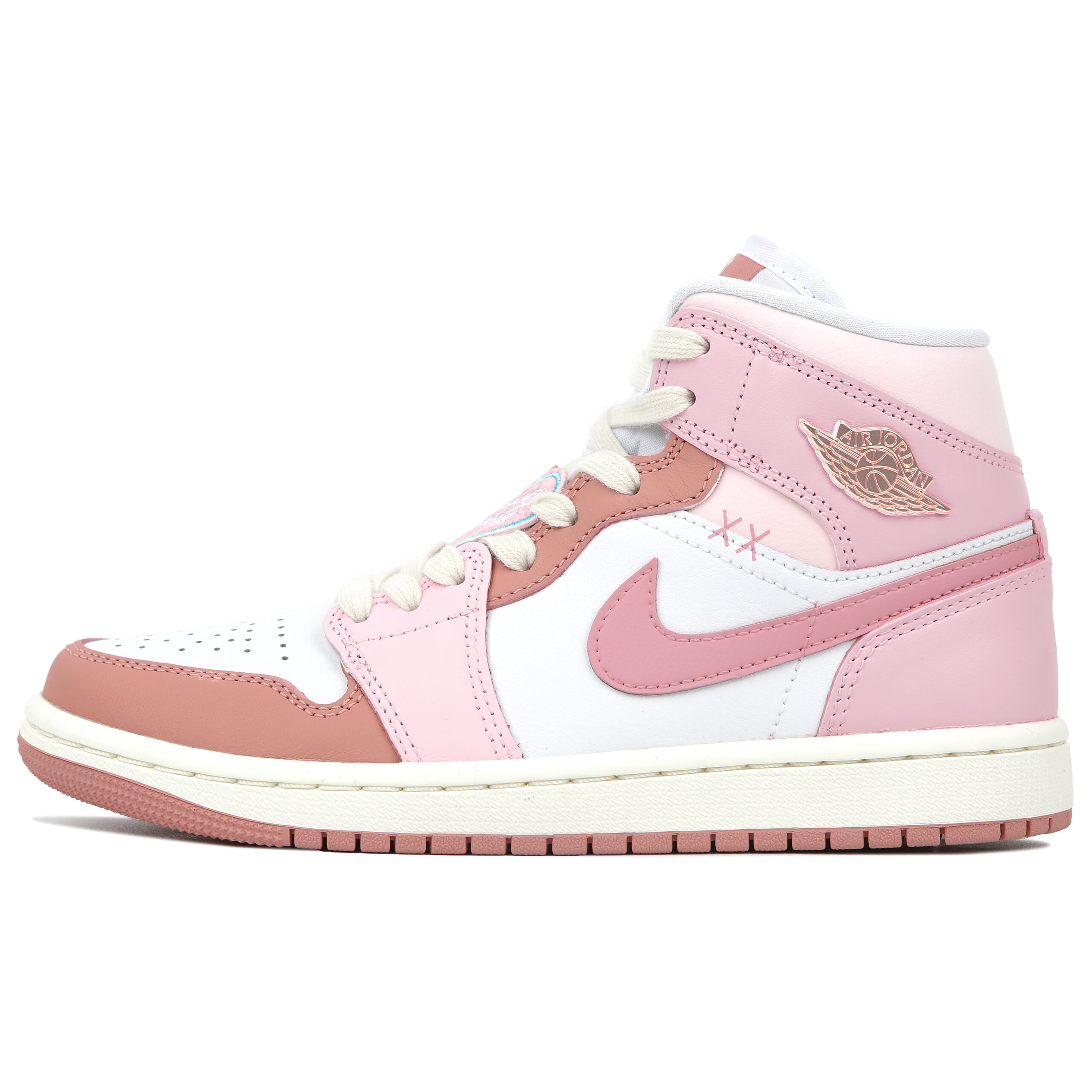 Jordan Air Jordan 1 Abrasion Resistant Slip Resistant Mid top Vintage Basketball Shoes Women’s Pink