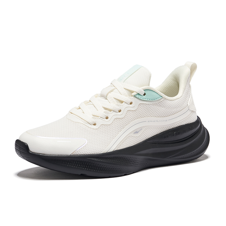 Erke Cushioning Breathable Rebound Low top Casual Running Shoes Women’s Microcrystal White Jet Black