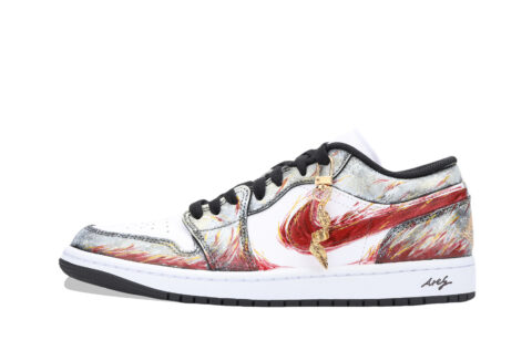 Jordan Air Jordan 1 Ares, The God Of War Abrasion Resistant Low top Vintage Basketball Shoes Unisex Black Red Gold