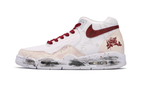 Nike Flight Legacy Thorn Rose Slip Resistant Abrasion Resistant Mid top Vintage Basketball Shoes Unisex White Red