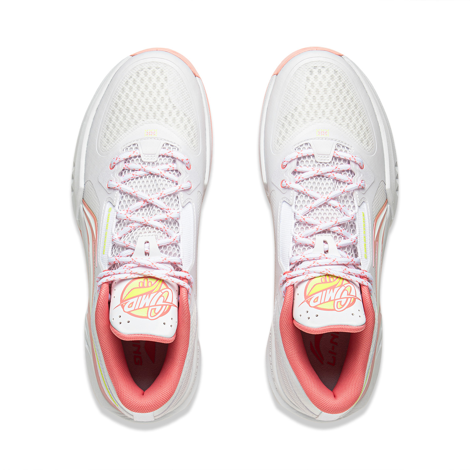 Li Ning Light Speed 3mid Basketball Shoes Men’s Mid Top Standard White/Peach Rouge Pink