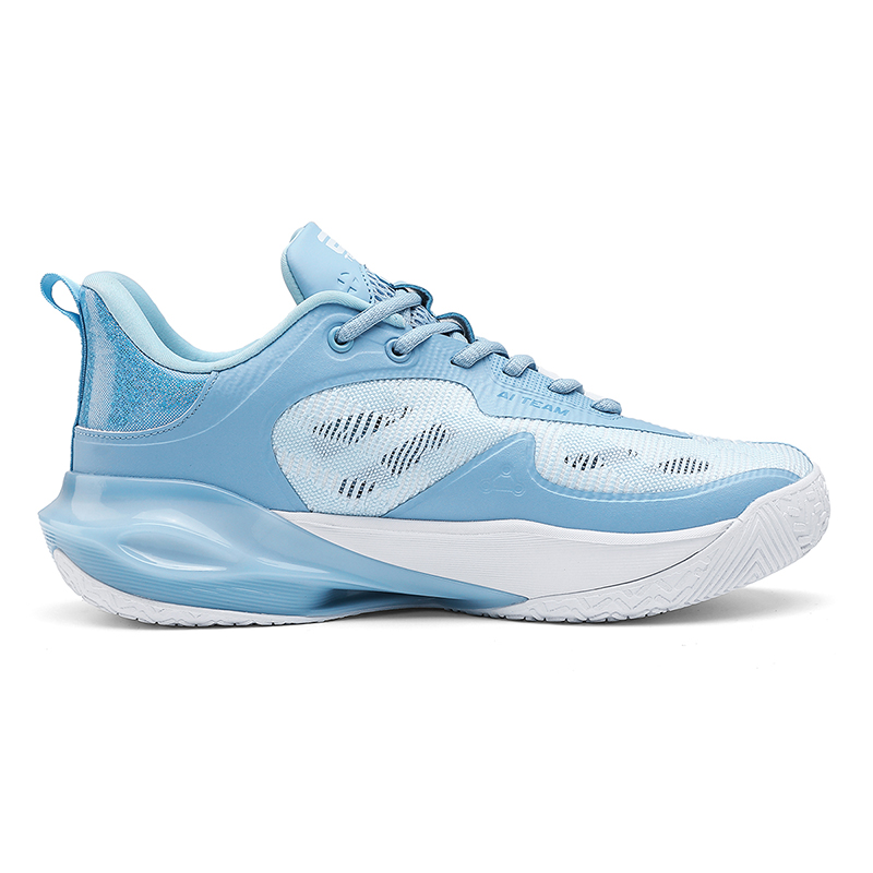 IVERSON Slip Resistant, Abrasion Resistant, Breathable Low top Basketball Shoes Unisex Glacier Blue White