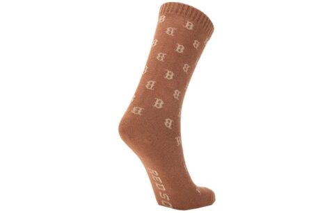 MLB Monogram Collection, Boston Red Sox Crew Socks Unisex 1 Pack Brown