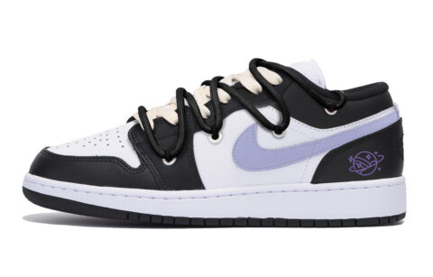Jordan Air Jordan 1 Abrasion Resistant Slip Resistant Low top Vintage Basketball Shoes Men’s Black Purple