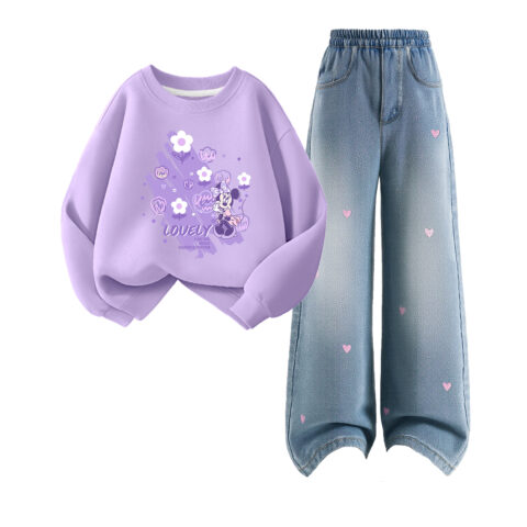 Di Bubble Flower Taro Purple+Solid Color Sea Salt Blue