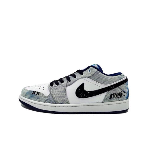 Jordan Air Jordan 1 Abrasion Resistant Low top Vintage Basketball Shoes Men’s White Blue