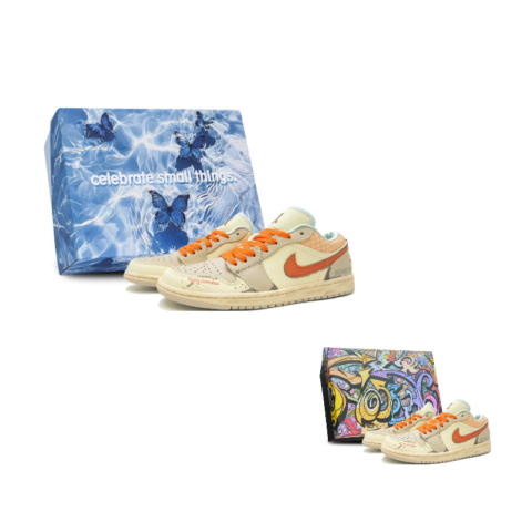 Jordan Air Jordan 1 Abrasion Resistant Low top Vintage Basketball Shoes Women’s Beige Brown Orange