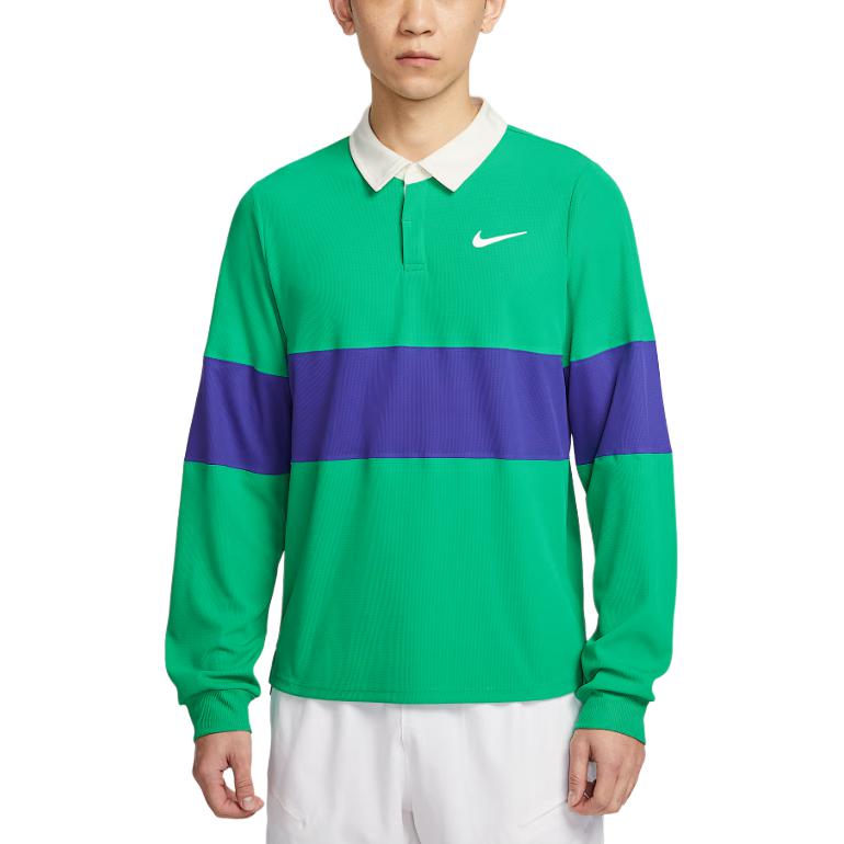 Nike Dri FIT ADVCourt Slam SS25 Tennis Top Men’s Stadium Green/Midnight Blue/White