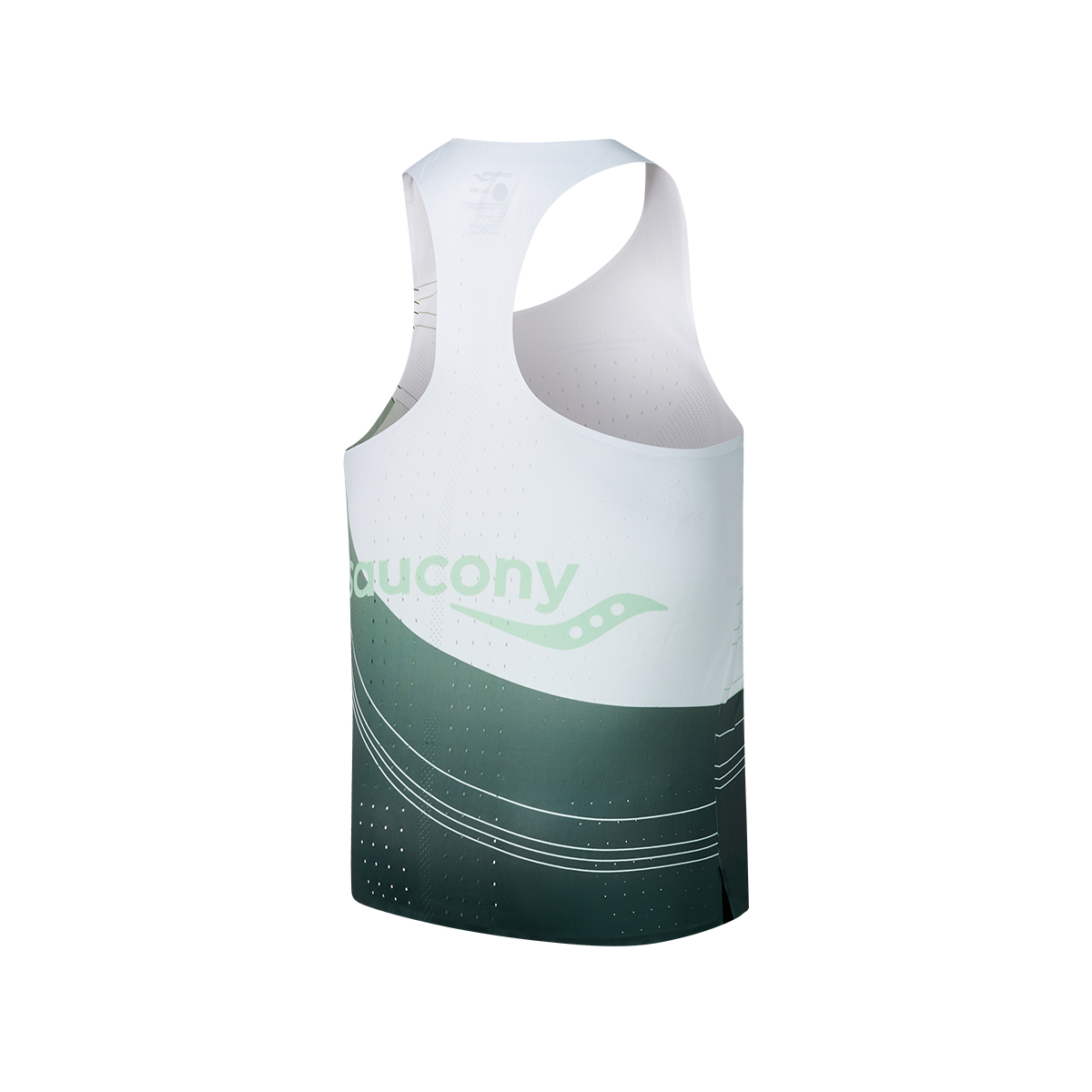 Saucony Running Tank Top Unisex Peacock Green Gradient Print