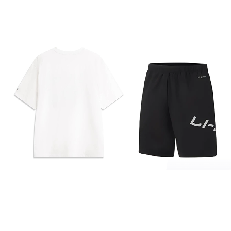 Li Ning Casual Sportswear Unisex White Top+Black Bottom