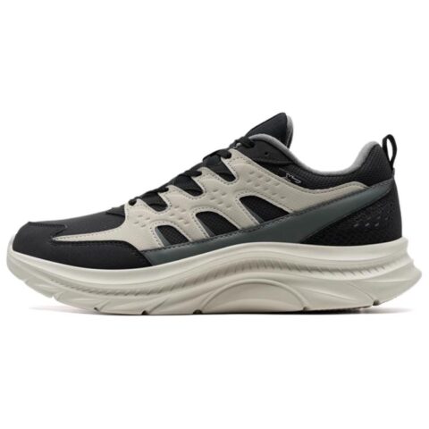 XTEP Textile, Synthetic Leather Slip Resistant Abrasion Resistant Low top Casual Running Shoes Men’s Black Gray
